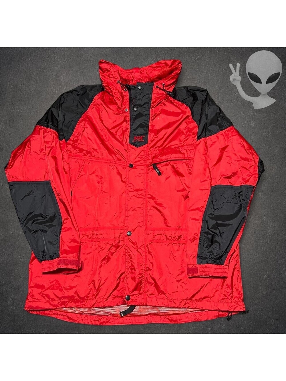 Vintage Helly Hansen 90s Ski Jacket Mens US XL Red Black Helly Tech